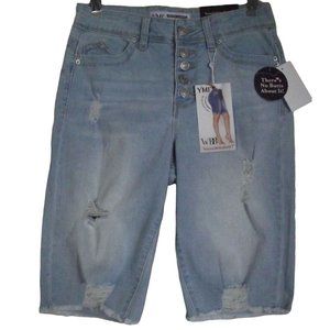 YMI WBB High Rise Bermuda Jean Shorts 5/27 Denim Rips YMI Tatter cut-off light
